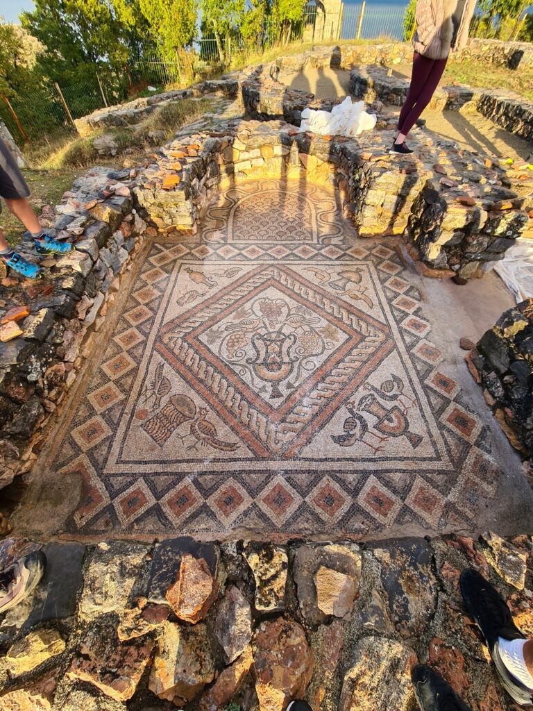 Ancient mosaic floor in archeological site