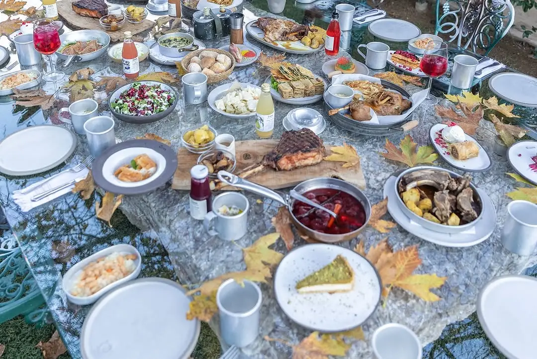Table with traditional food from Albania