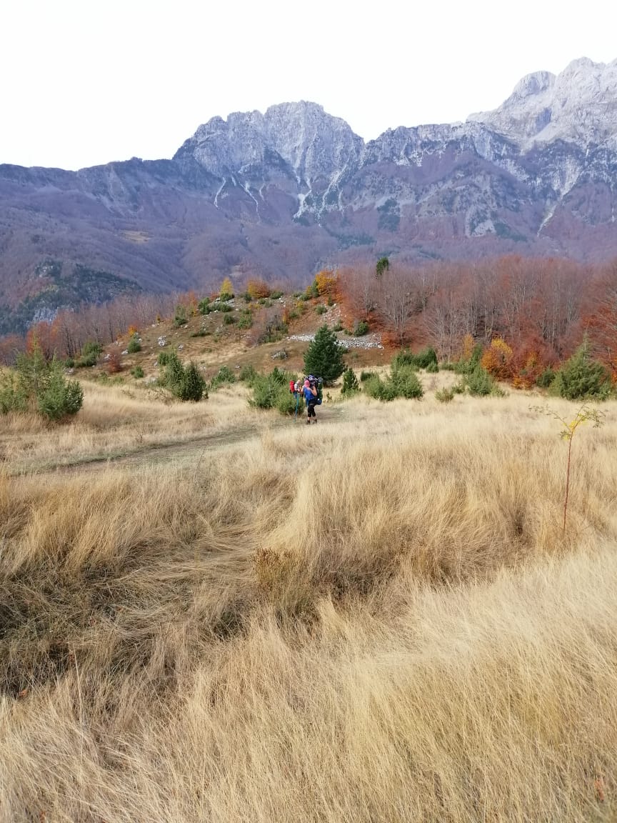 Hiking trail in the Albanian Alps towards Theth