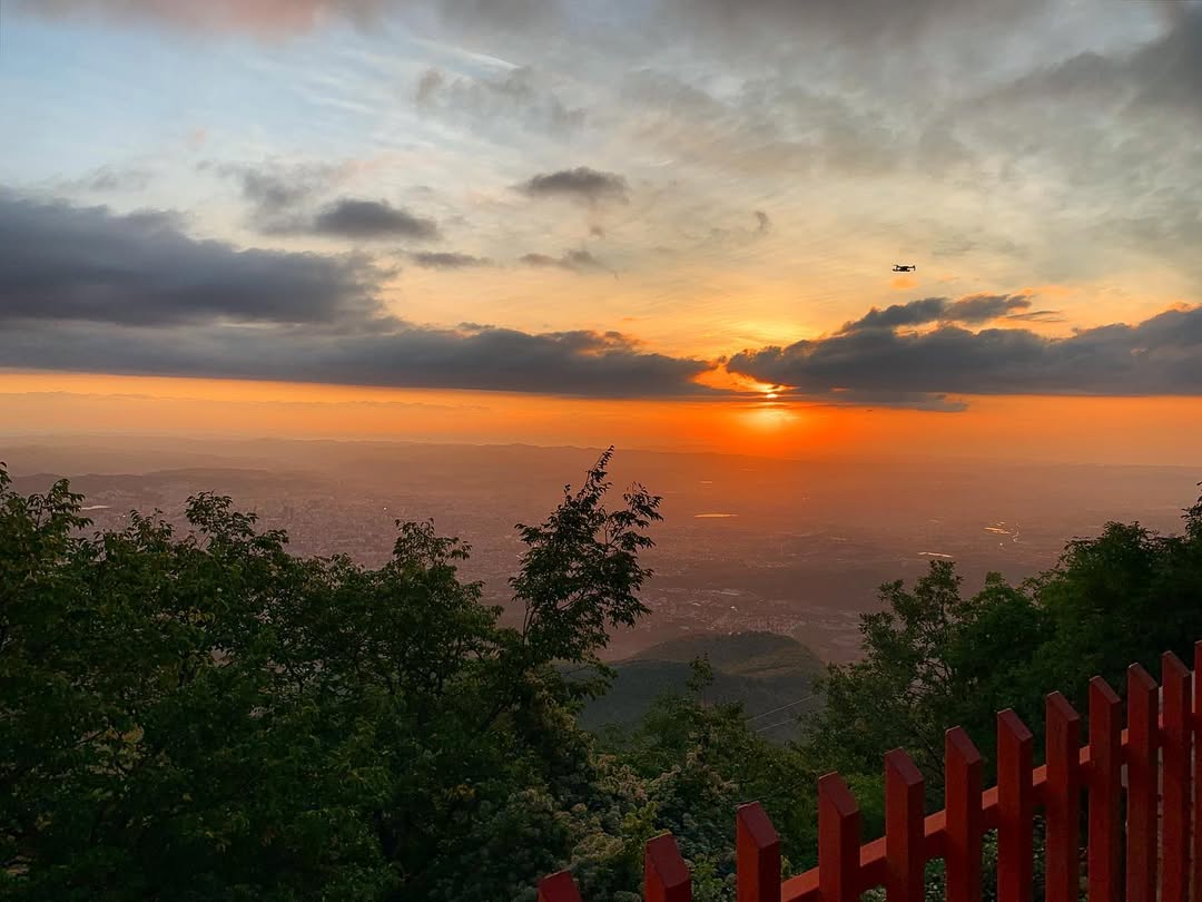 Sunset view over Tirana from Mount Dajti, Albania