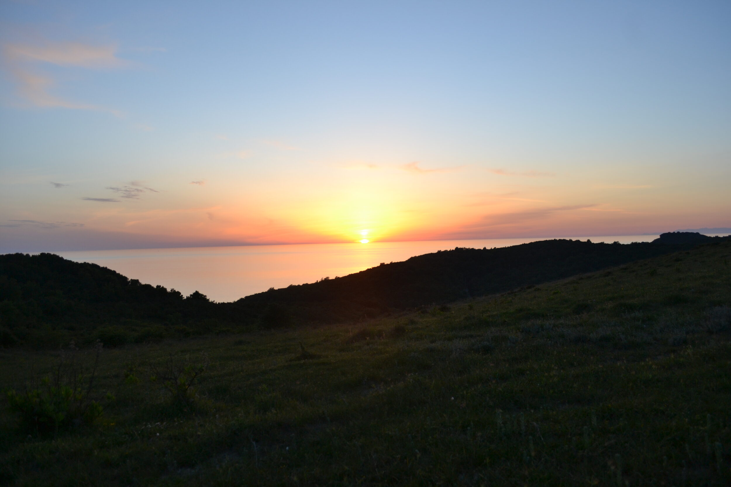 Sunset view from Skanderbeg Castle at Cape of Rodon