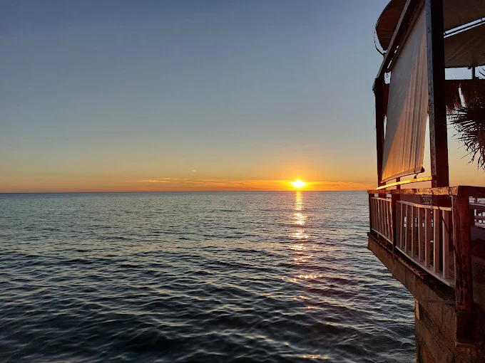 Sunset over Kallmi Beach in Durrës, Albania