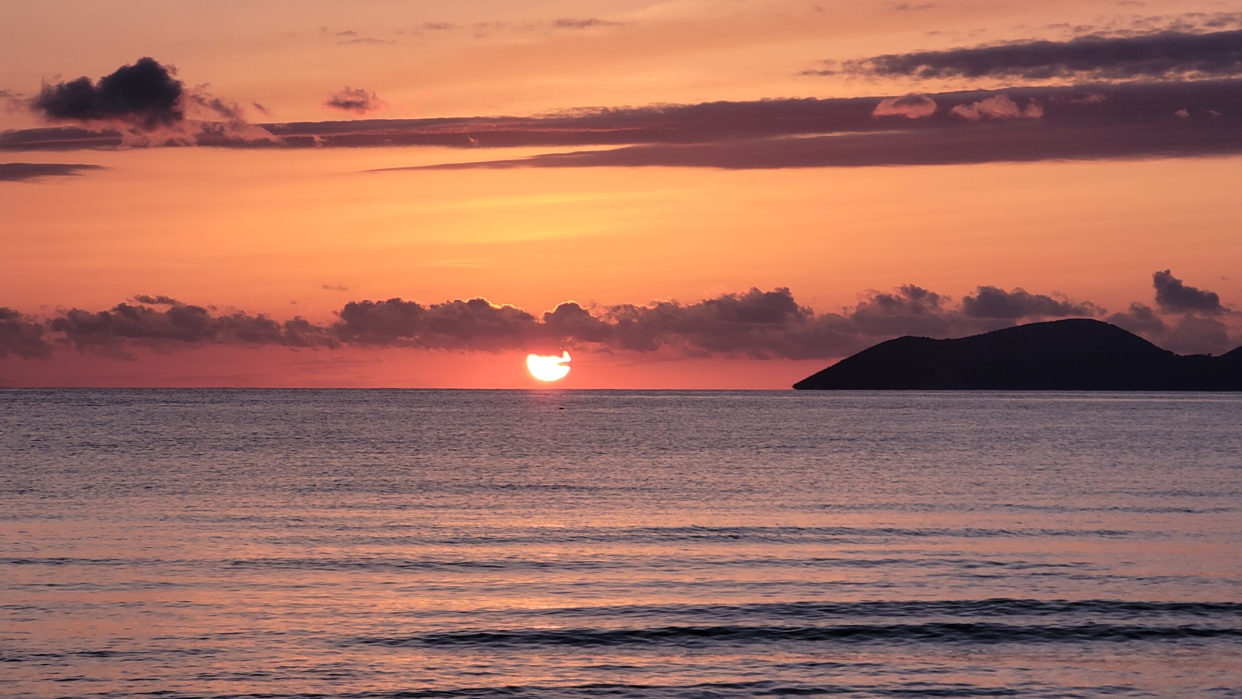 Sunset over Narta Lagoon with flamingos in Vlora, Albania