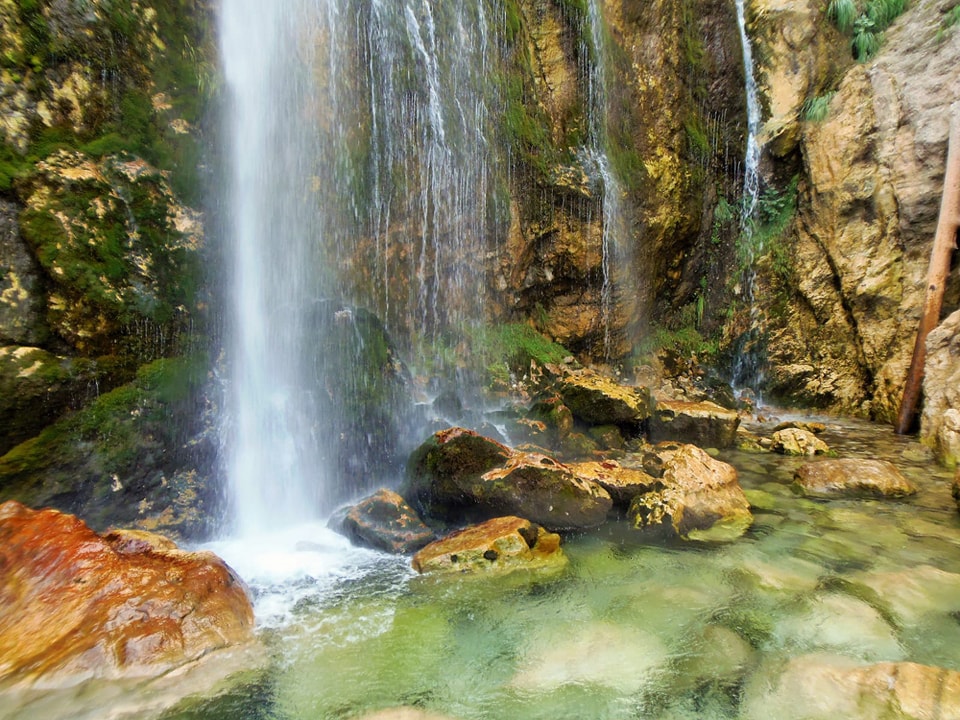 Grunas waterfall hiking in autumn Theth Albania