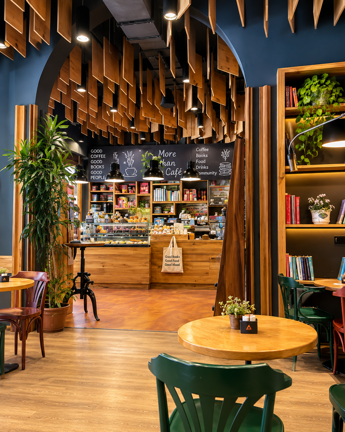 Kafeneja Mulliri i Vjetër në Tiranë me rafte librash dhe një ambient të qetë për lexim dhe kafe