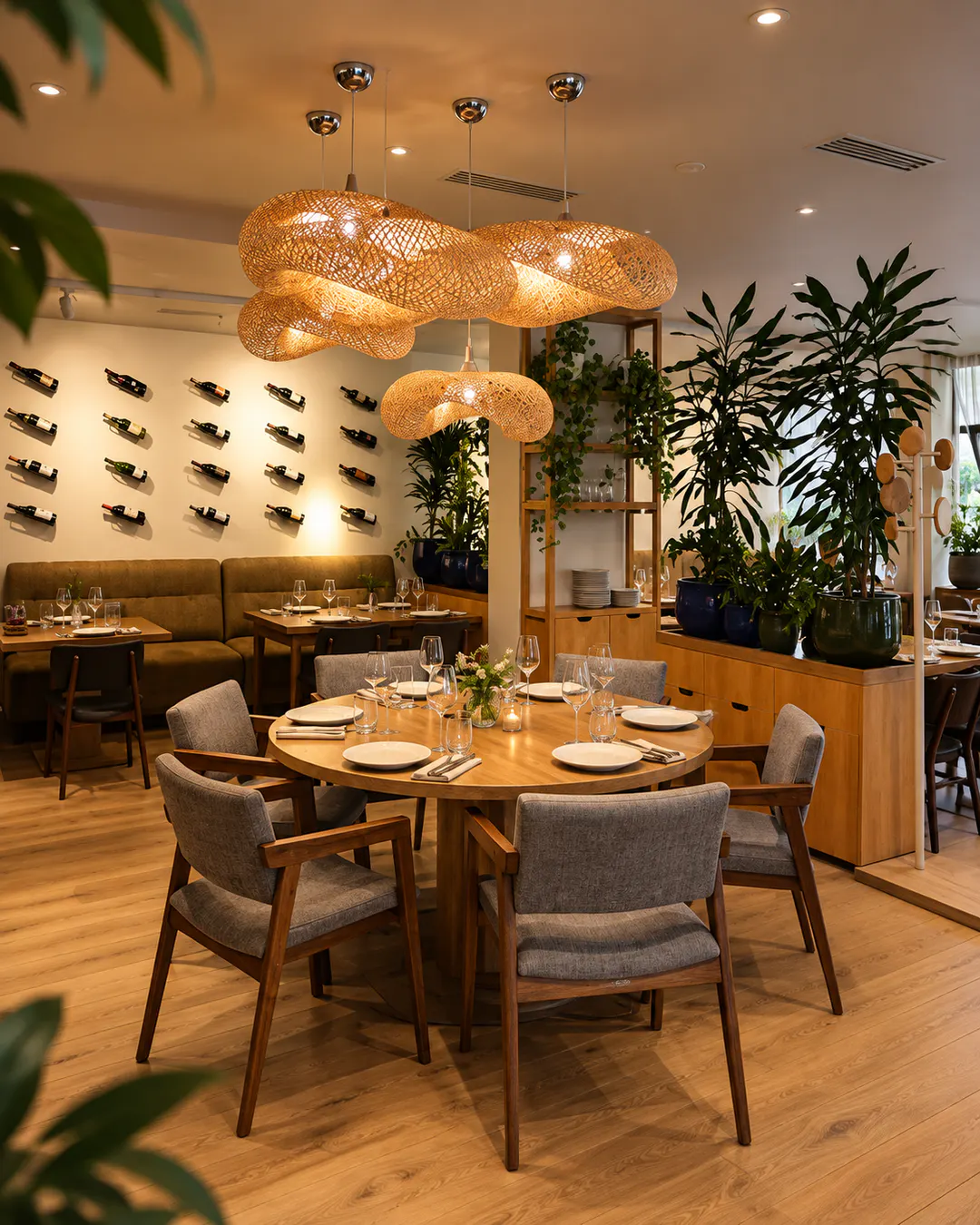 Ambient i brendshëm modern dhe hapësira e ngrënies në restorantin Bati 2 Seafood në Tiranë.