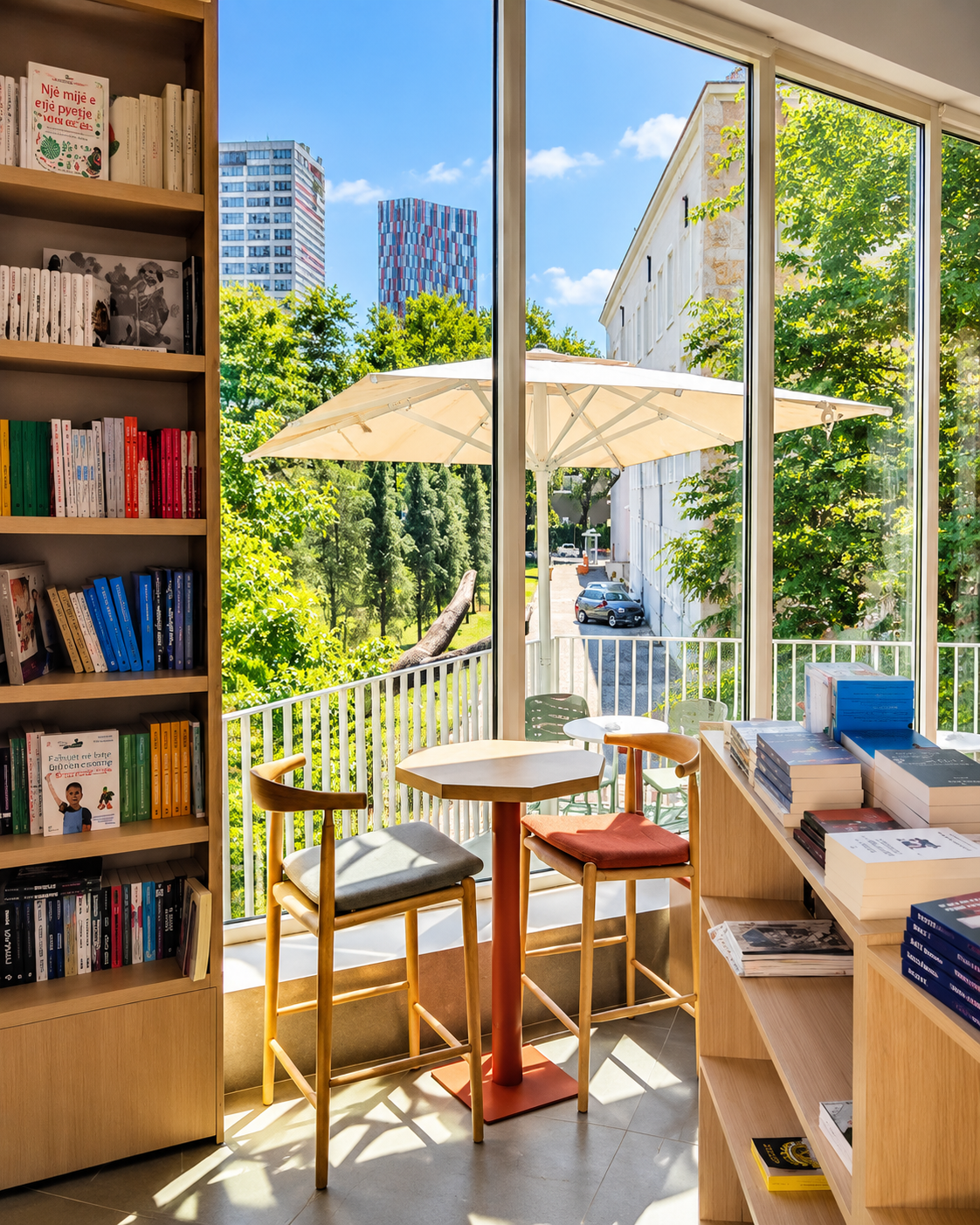 Ambient i brendshëm i Librari Babel, librari dhe hapësirë leximi në Tiranë, Shqipëri