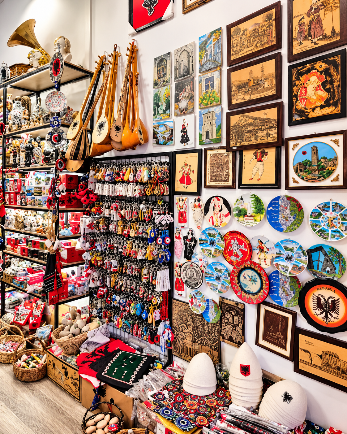Souvenir tradizionali albanesi, strumenti musicali e regali decorativi da Souvenir RG a Tirana