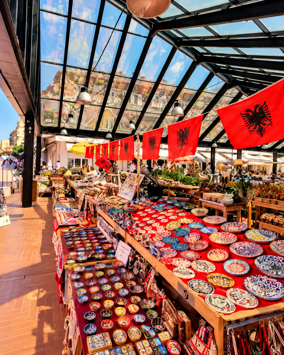 Ceramiche tradizionali albanesi e souvenir al Pazari i Ri di Tirana