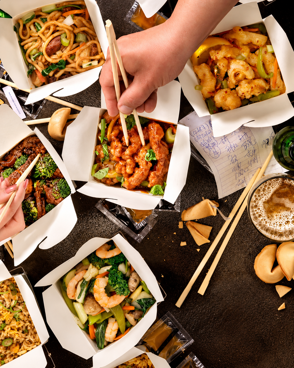 Selection of Chinese dishes served at Oriental City Chinese Restaurant in Tirana