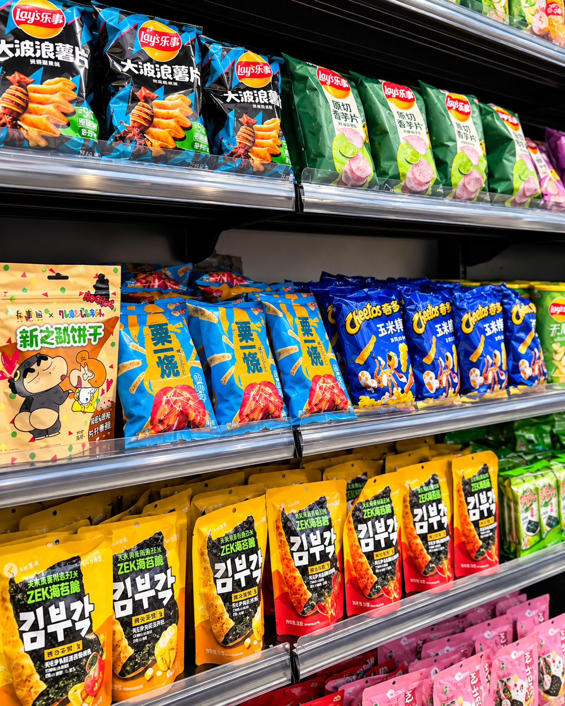 Asian snacks and imported food products at Bao Bao Asian Supermarket in Tirana