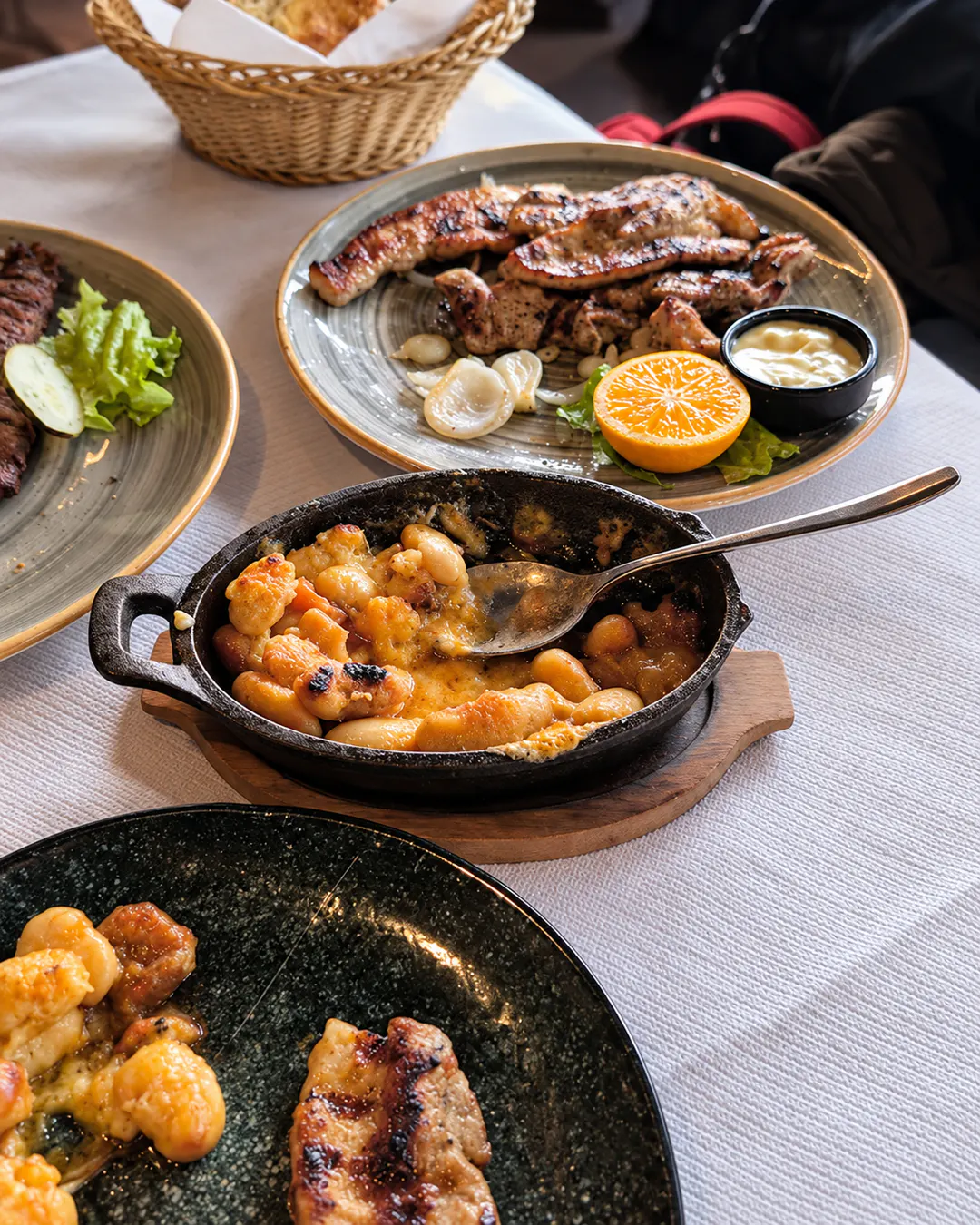 Local meat dishes served at Birrari Panda in Korca