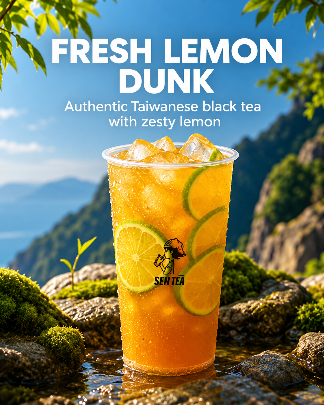 Fresh lemon Taiwanese black tea with ice from Sen Tea in Tirana