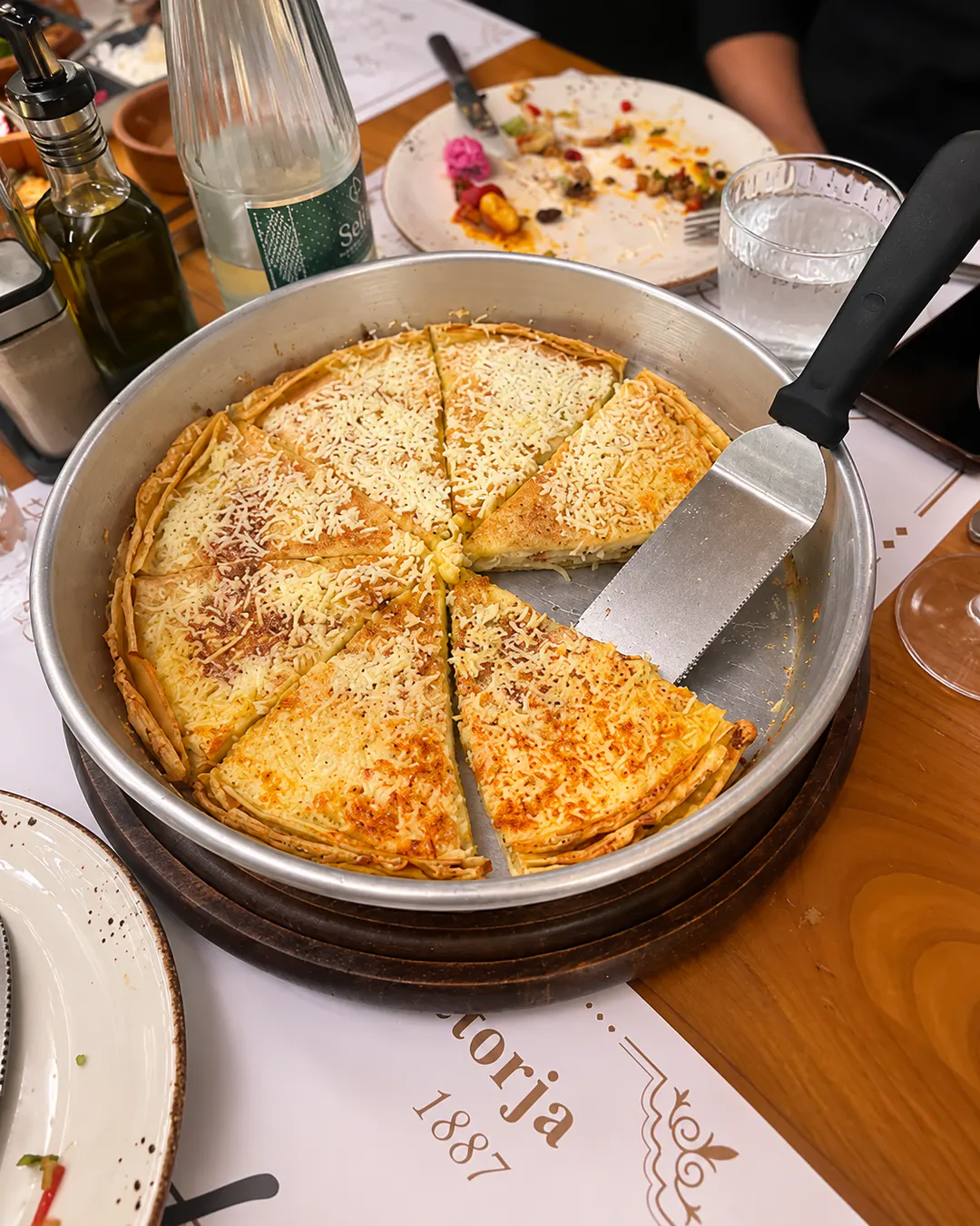 Traditional Albanian food at Bar Restorant Mesonjetorja in central Korca