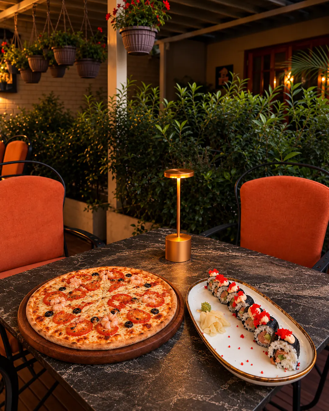 Terrace dining at Vila Borgjeze in Korca, Albania