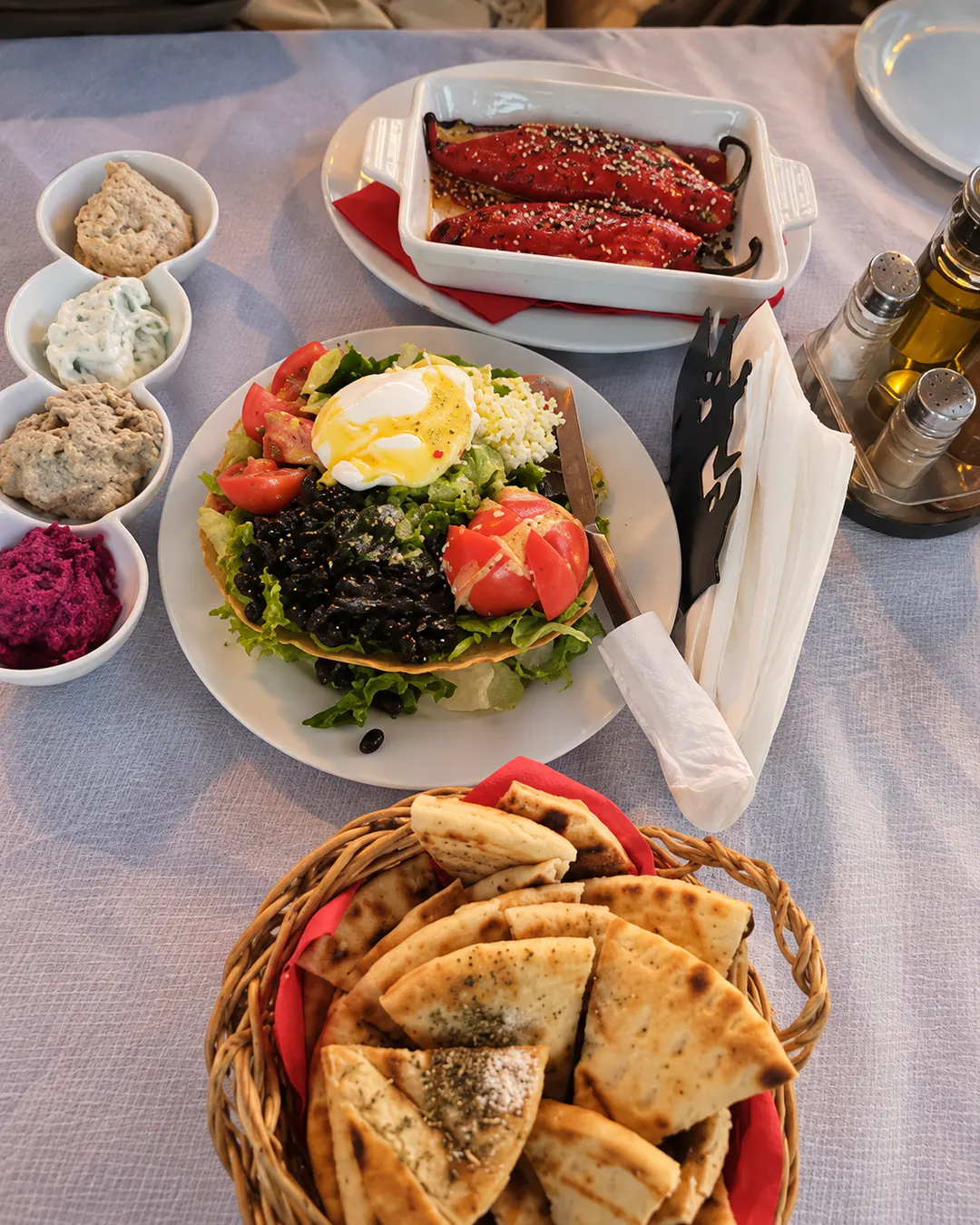 Albanian food served at Vila Cofiel in Korca