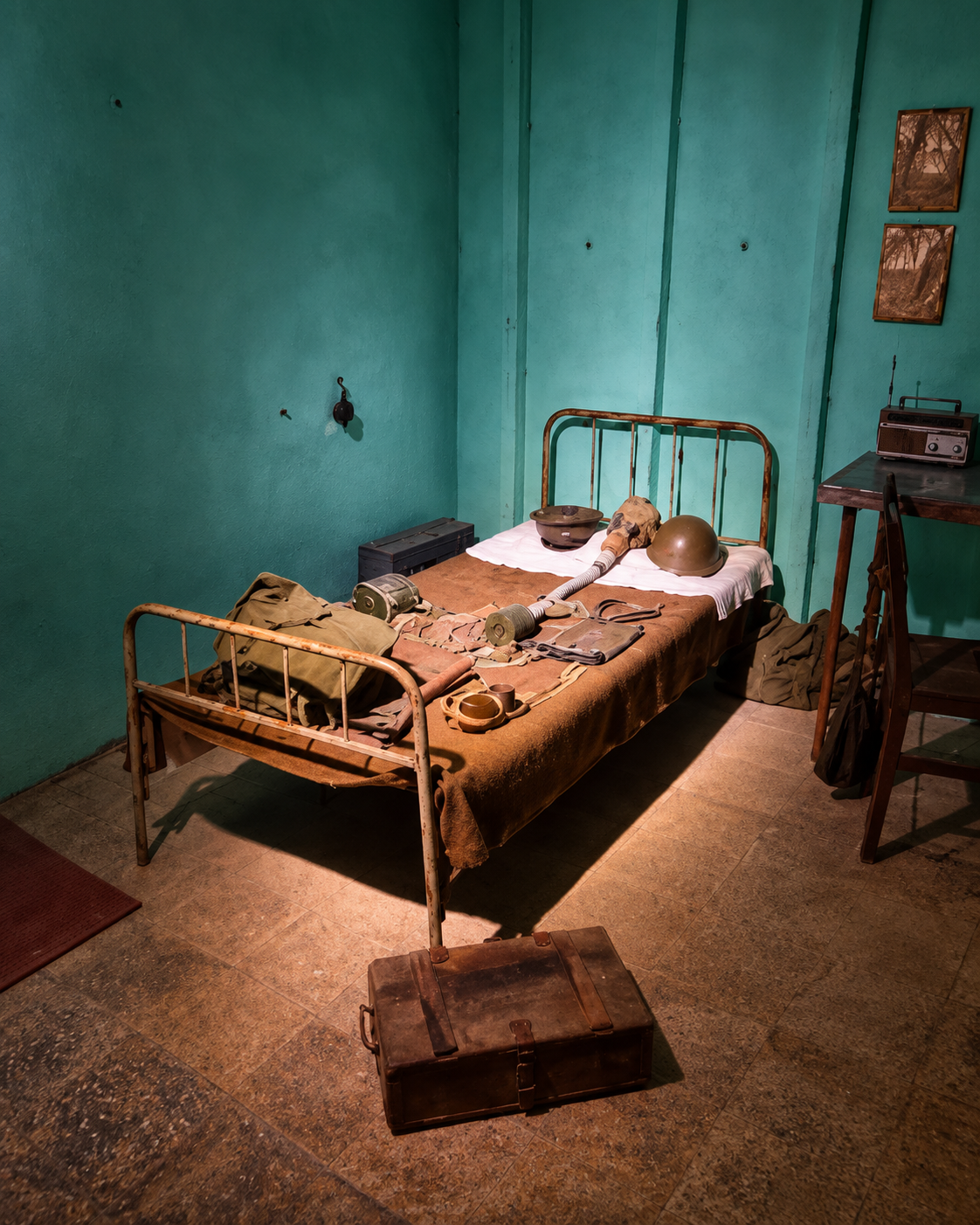 Reconstructed bunker room inside Bunk’Art 1 museum in Tirana