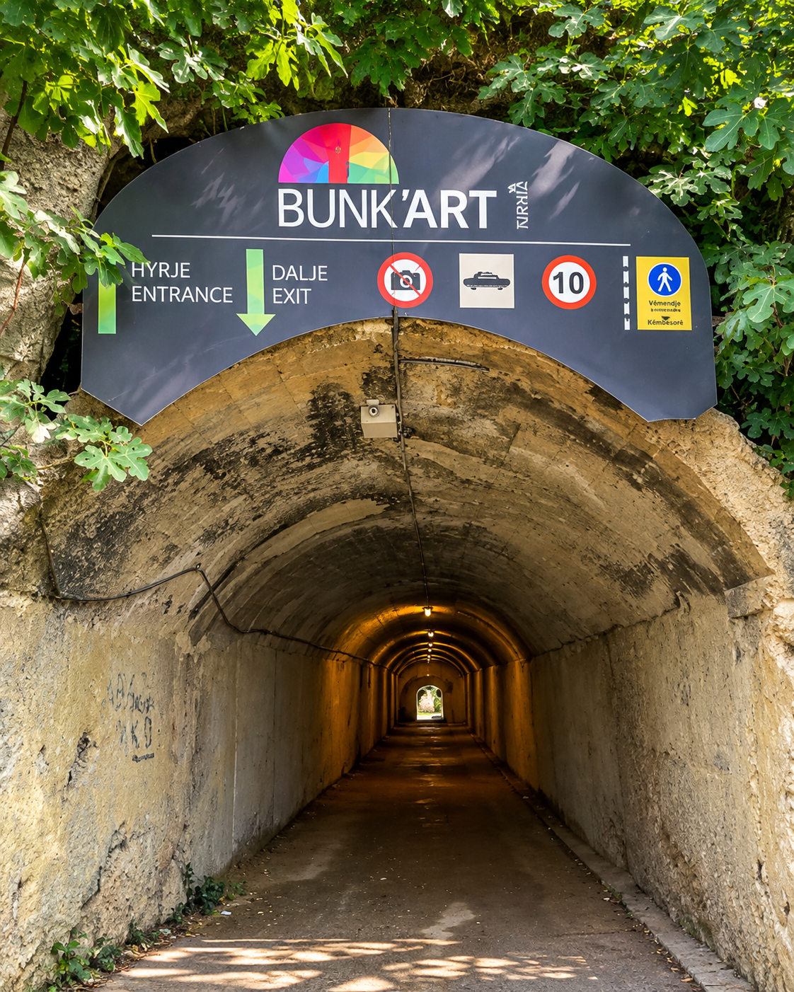 Entrance tunnel to Bunk’Art 1 museum in Tirana, Albania