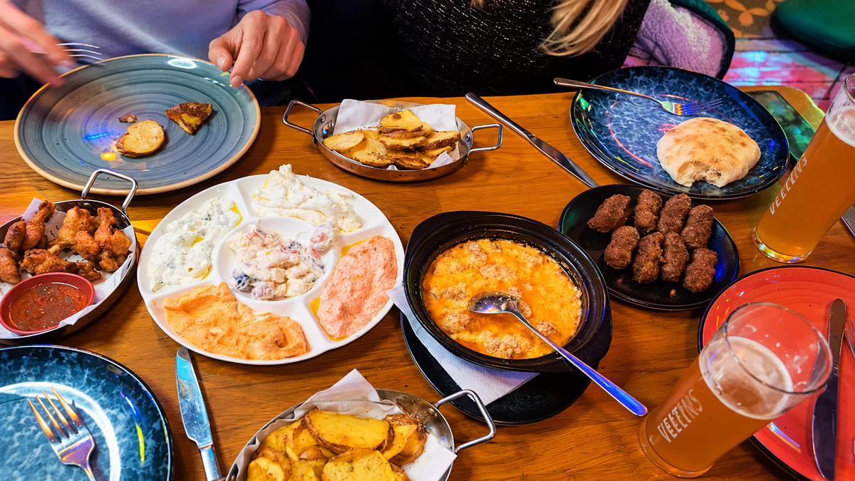 Traditional Albanian food at restaurants in Tirana
