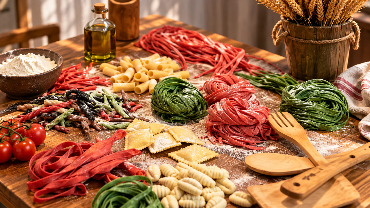 Fresh pasta served at a pasta restaurant in Tirana