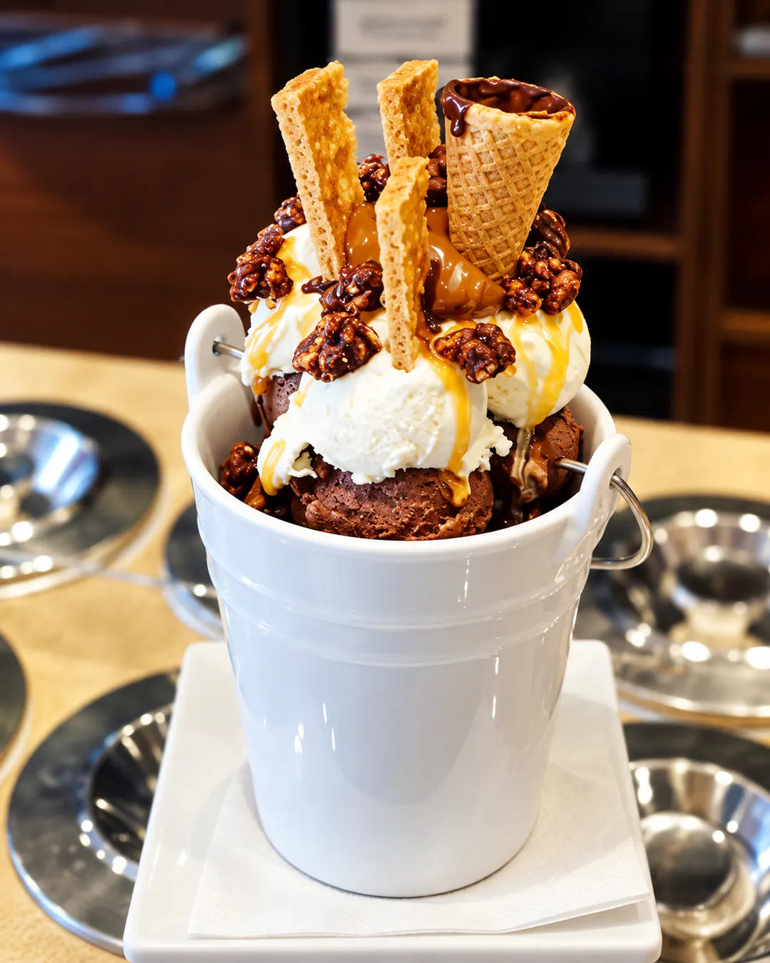 Ëmbëlsirë gelato me çokollatë dhe vanilje te CioccolatItaliani në Tiranë