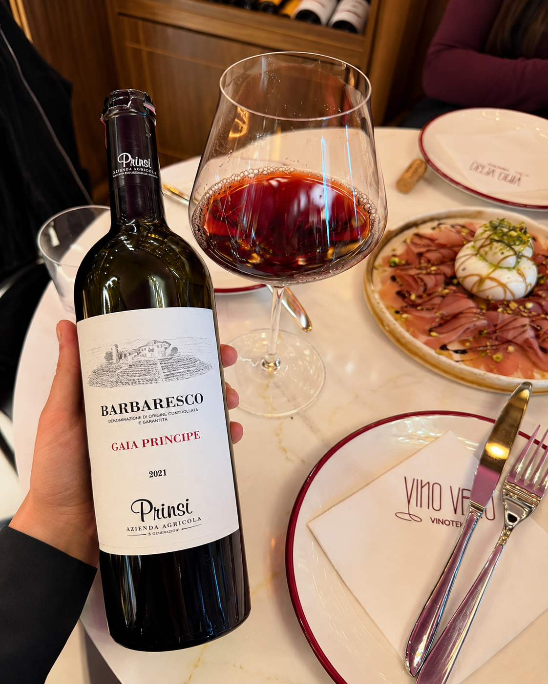 Barbaresco red wine and food pairing at Vino Vero Vinoteca in Tirana