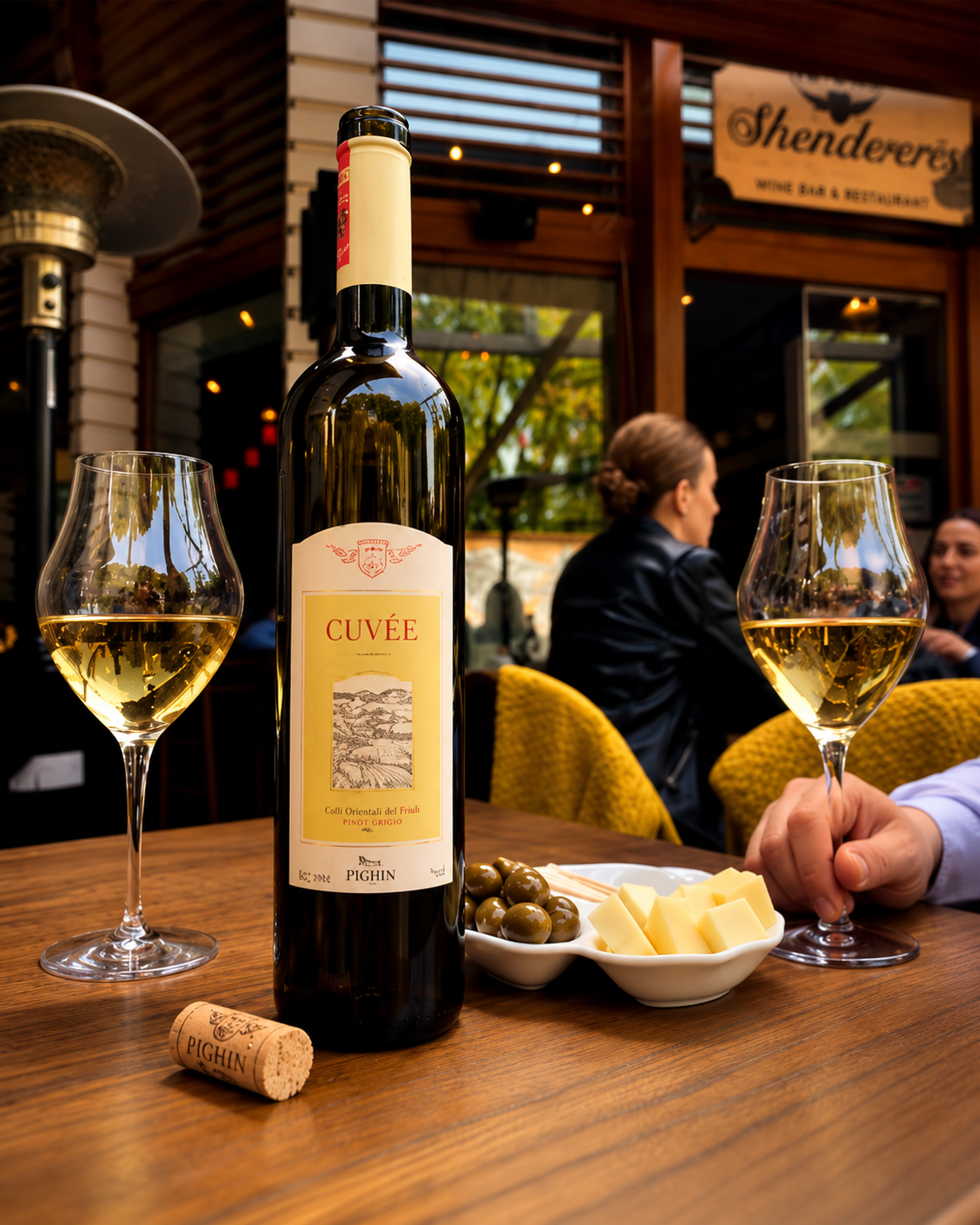 White wine served at Shëndeverë Wine Bar & Restaurant inside the Castle of Tirana
