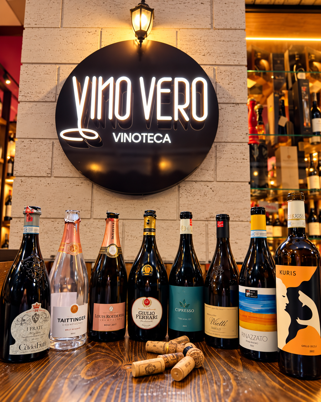 Wine selection displayed at Vino Vero Vinoteca in Tirana, Albania