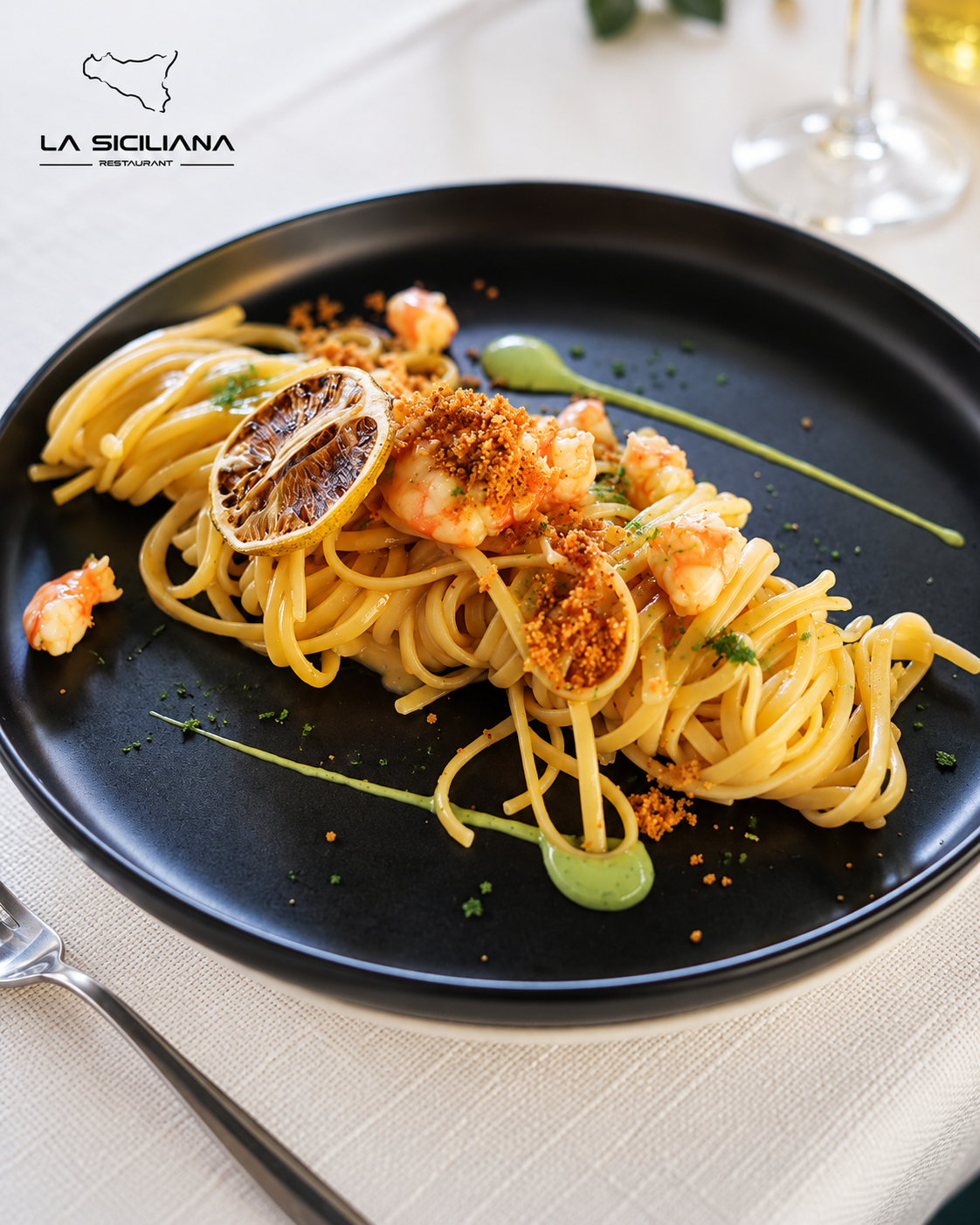 Homemade Sicilian pasta at La Siciliana Restaurant, Unaza e Tiranes, Tirana