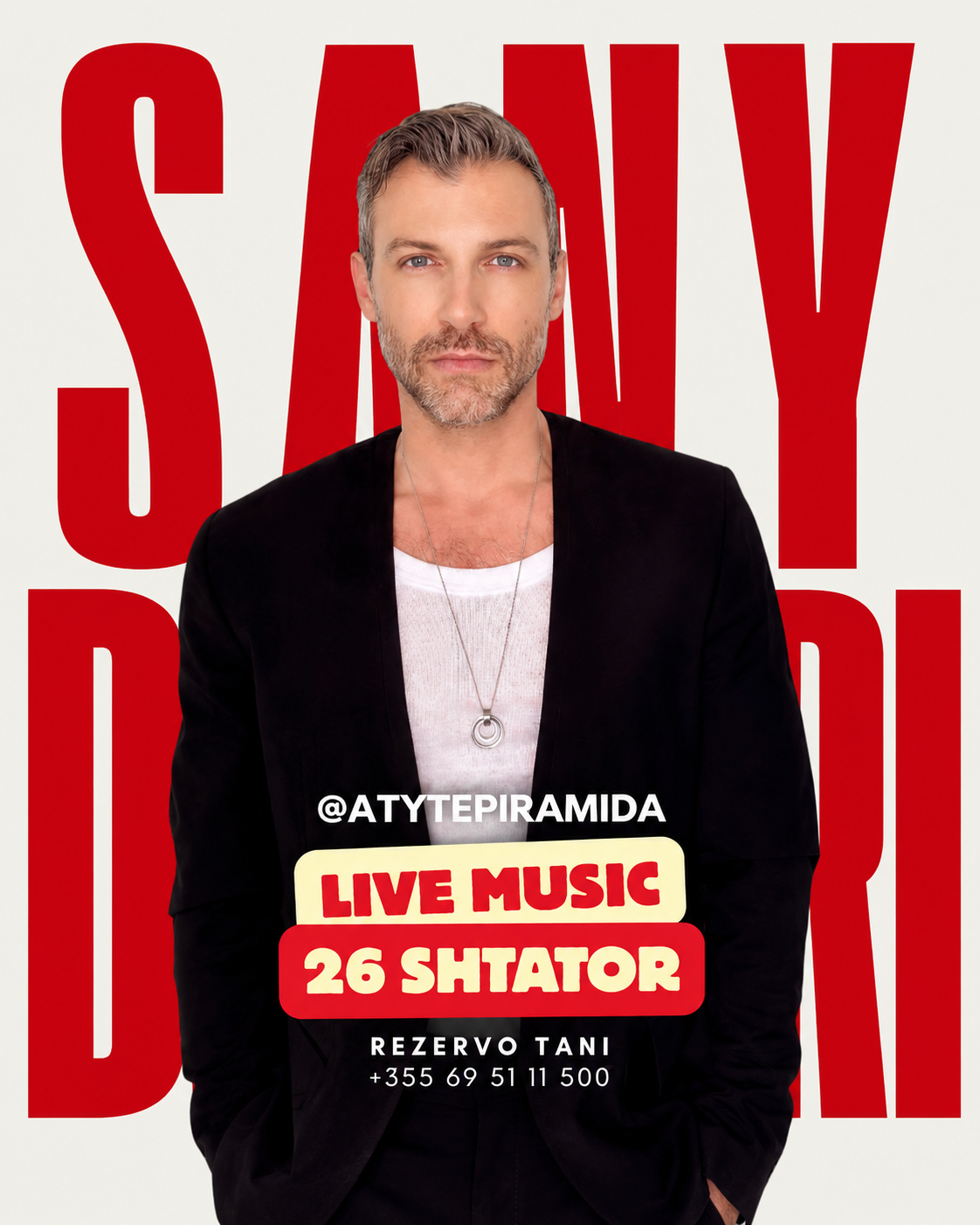 Sany Duri performon live në Aty Te Piramida në Tiranë më 26 Shtator 2026.