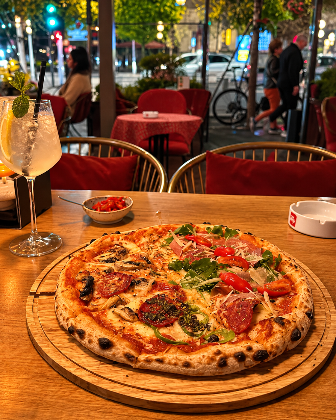 Picë e servirur gjatë një mbrëmjeje në Pizza Paris në Tiranë.