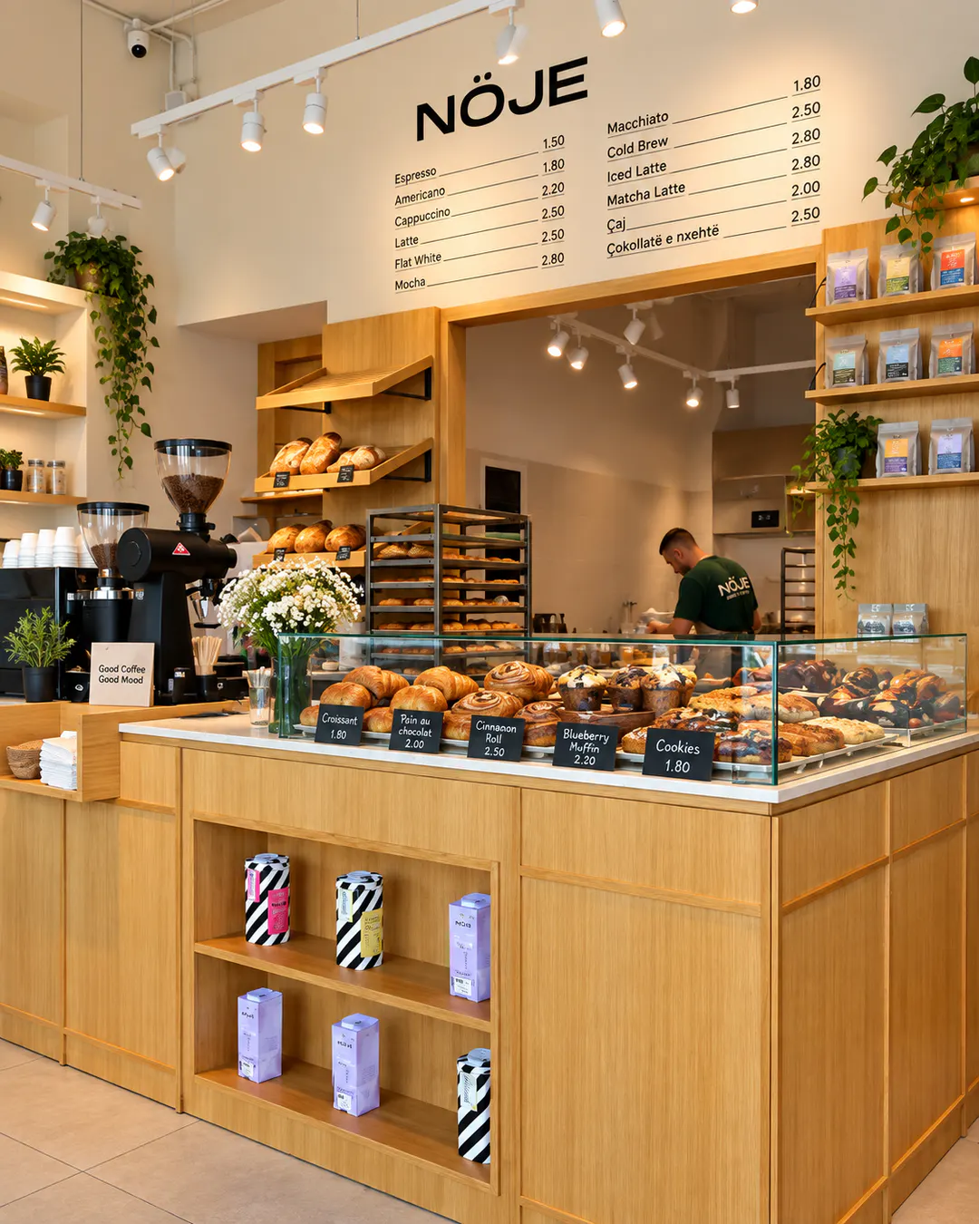 Kroasantë dhe produkte pastiçerie në NÖJE Bakery & Speciality Coffee në Tiranë