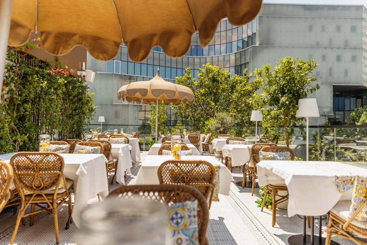 Rooftop restaurant and bar with views over Tirana