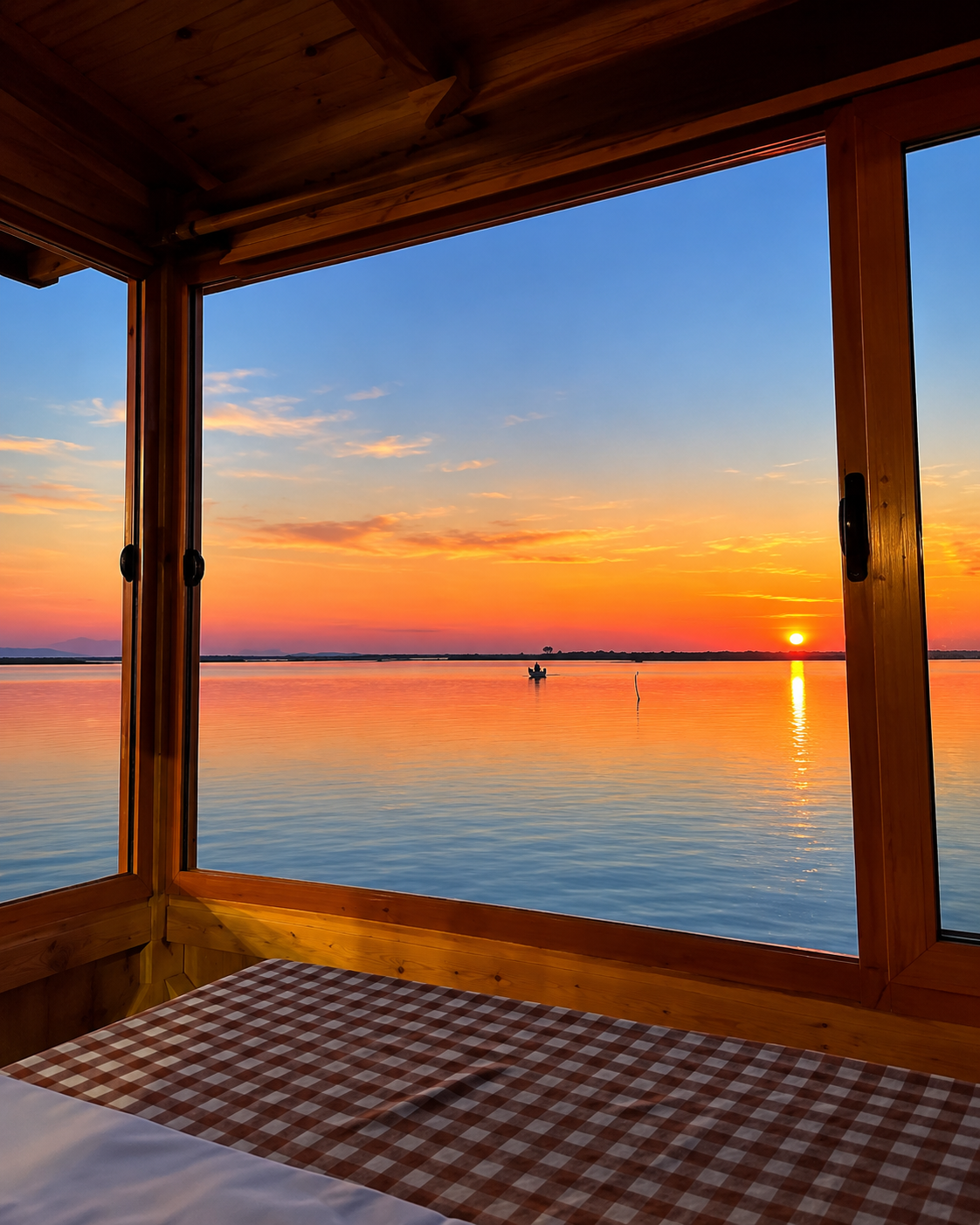 Restorant Bella Vita me ambiente ngrënieje mbi ujë në Lagunën e Patokut