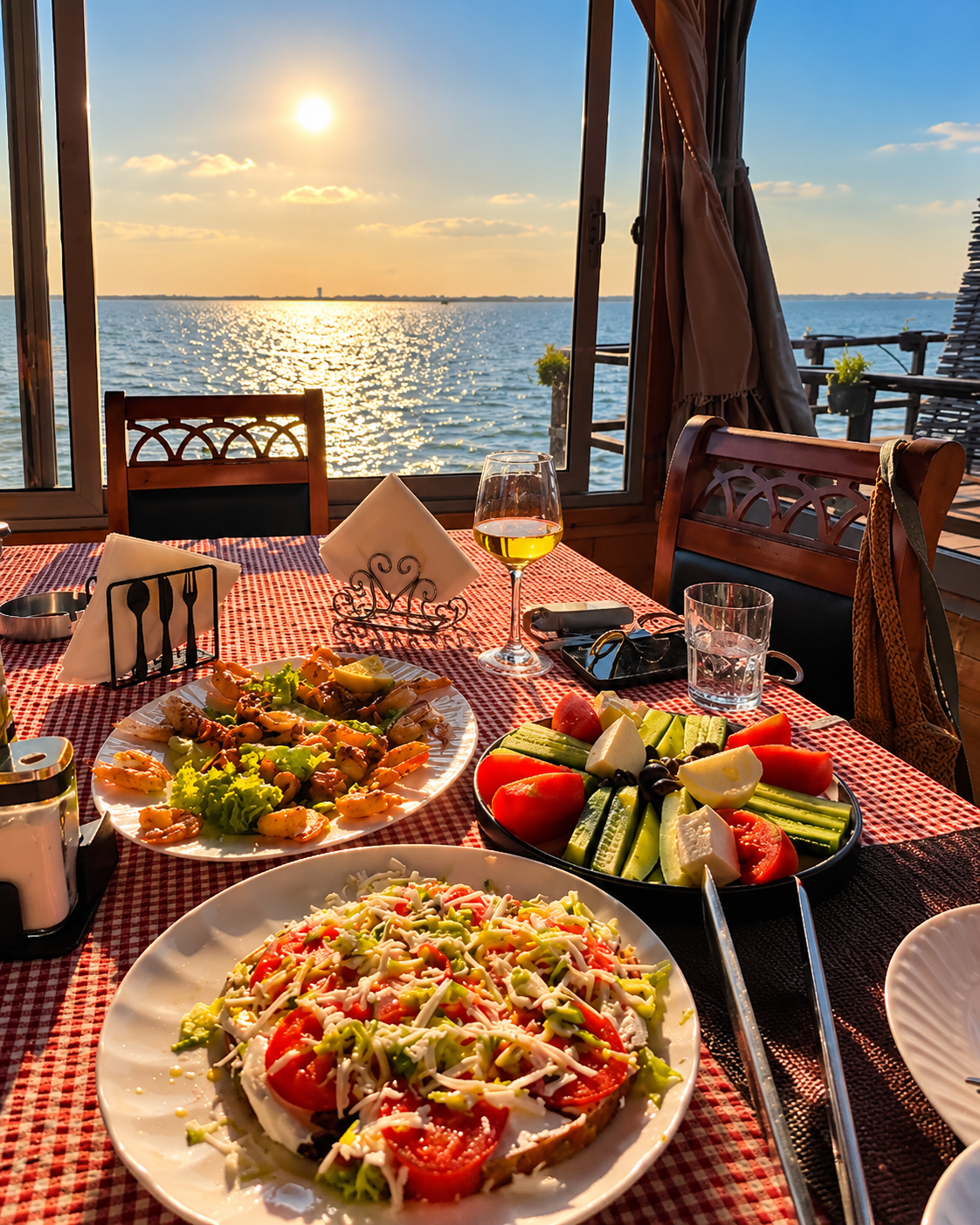 Restorant Bella Vita me ambiente ngrënieje mbi ujë në Lagunën e Patokut