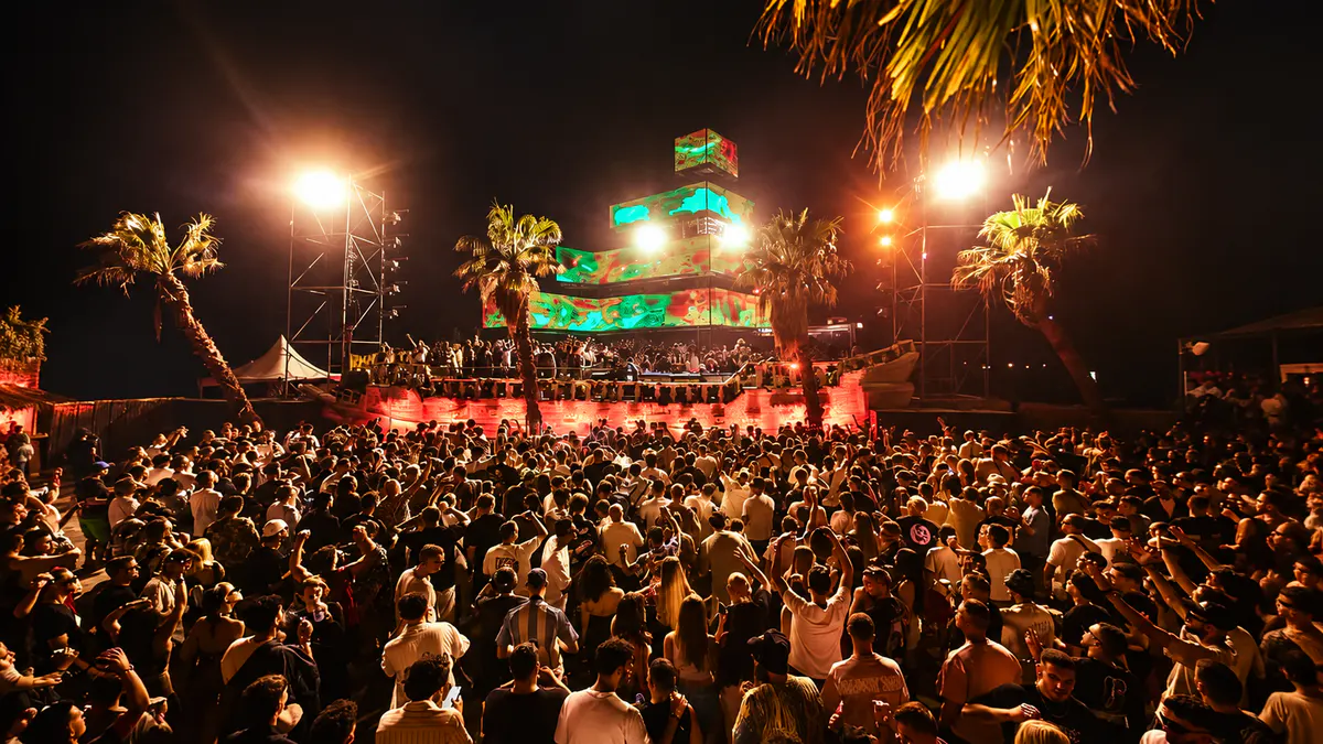 Music festival in Albania 2026 with a large crowd and outdoor stage at night