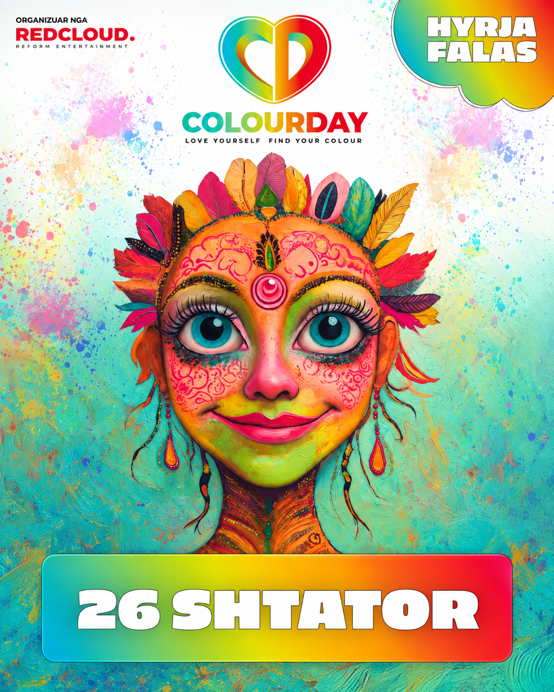 Posteri i Colour Day Festival Albania 2026 për festivalin me hyrje falas të muzikës dhe ngjyrave më 26 Shtator në Tiranë.