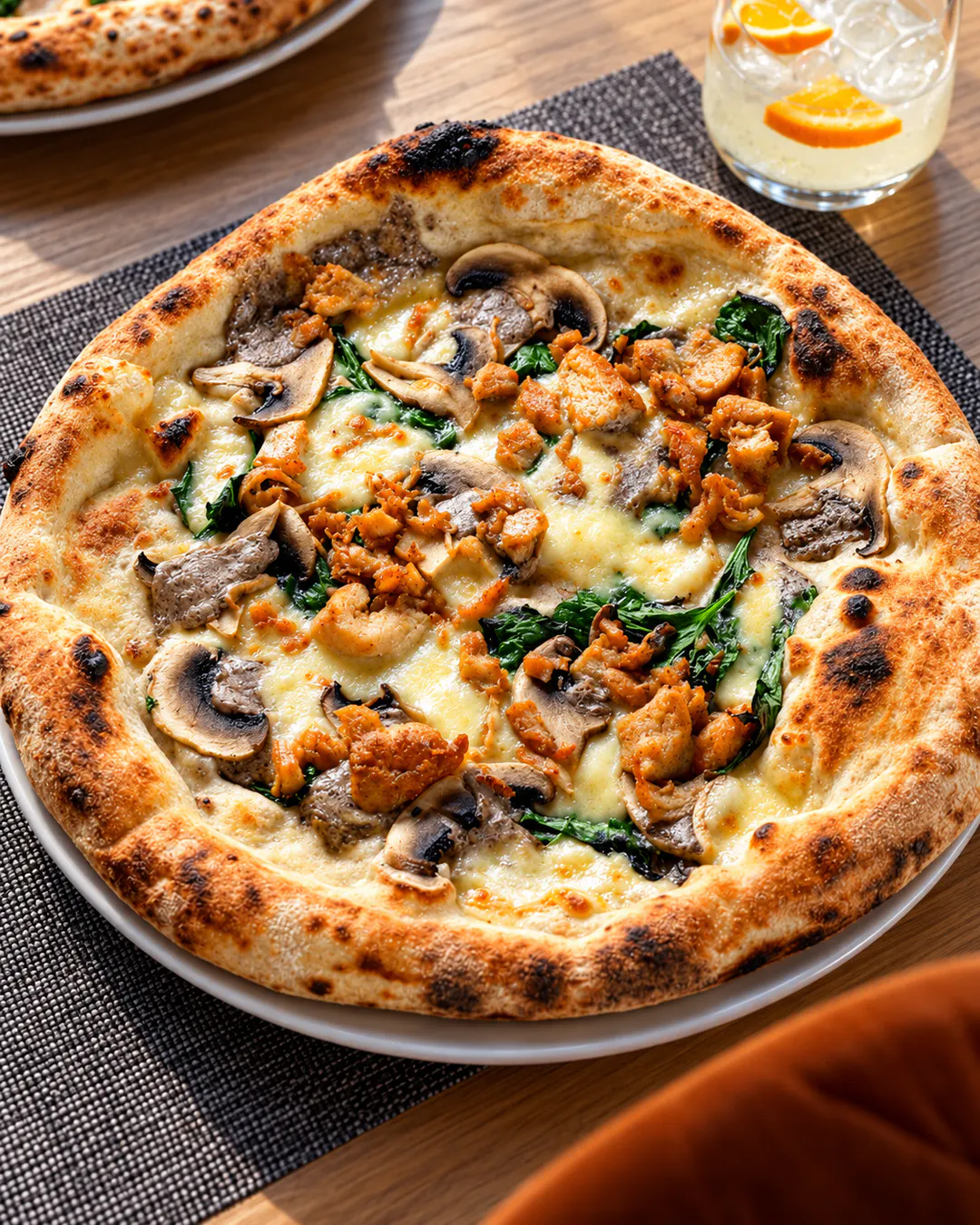 Neapolitan pizza at Crust Pizza Tirana