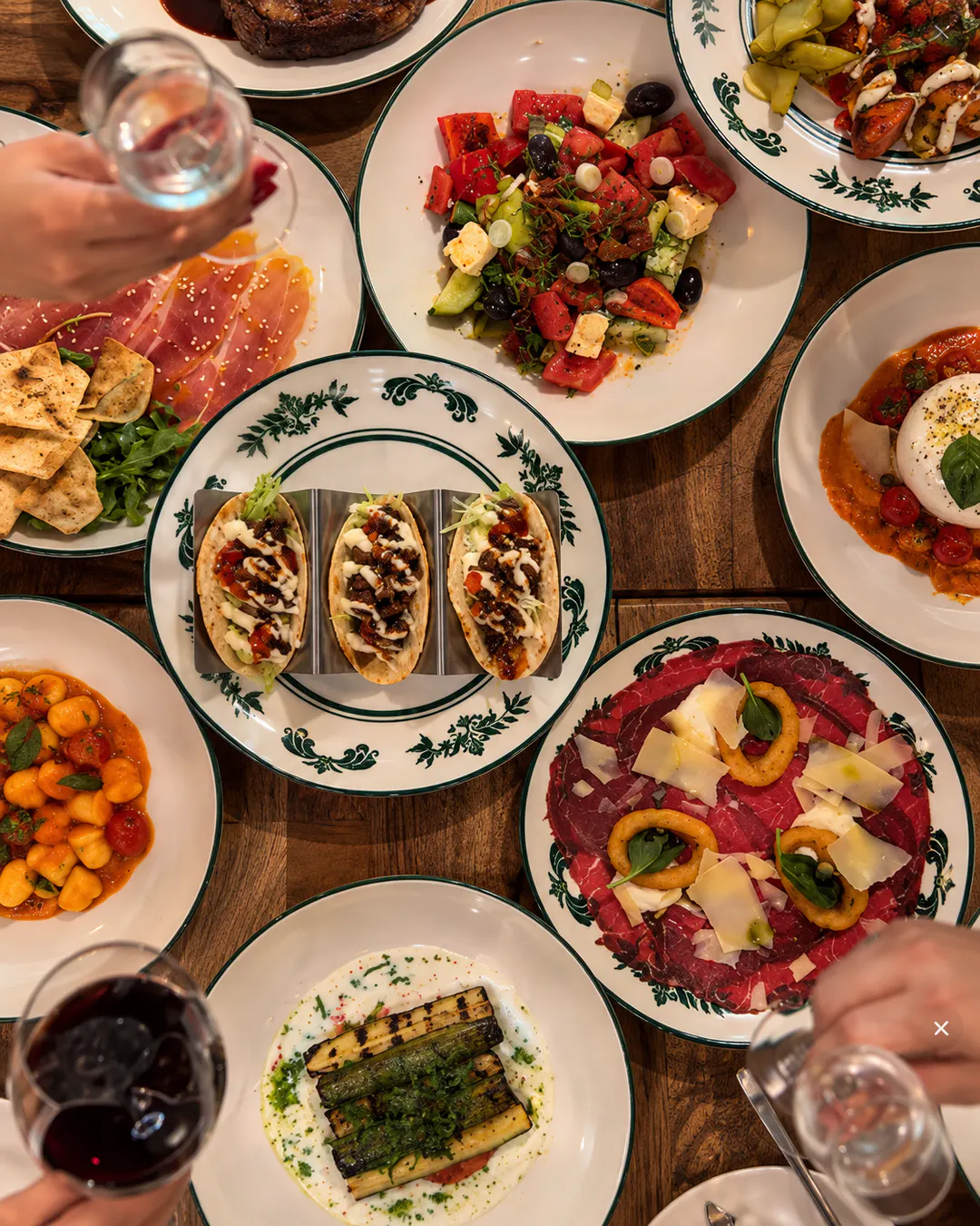 Selection of dishes at Davvero Ristorante Pizzeria on Kavaja Street in Tirana