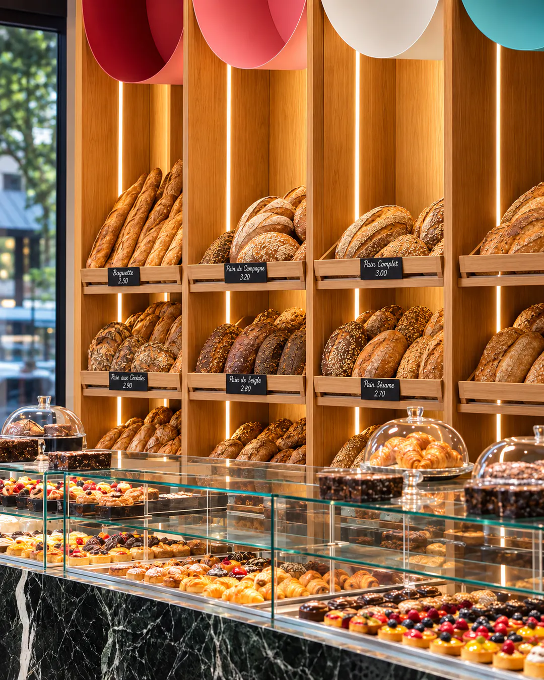 Produkte të ëmbla dhe të kripura të pjekura në Past'el Pastry & Bakery në Tiranë