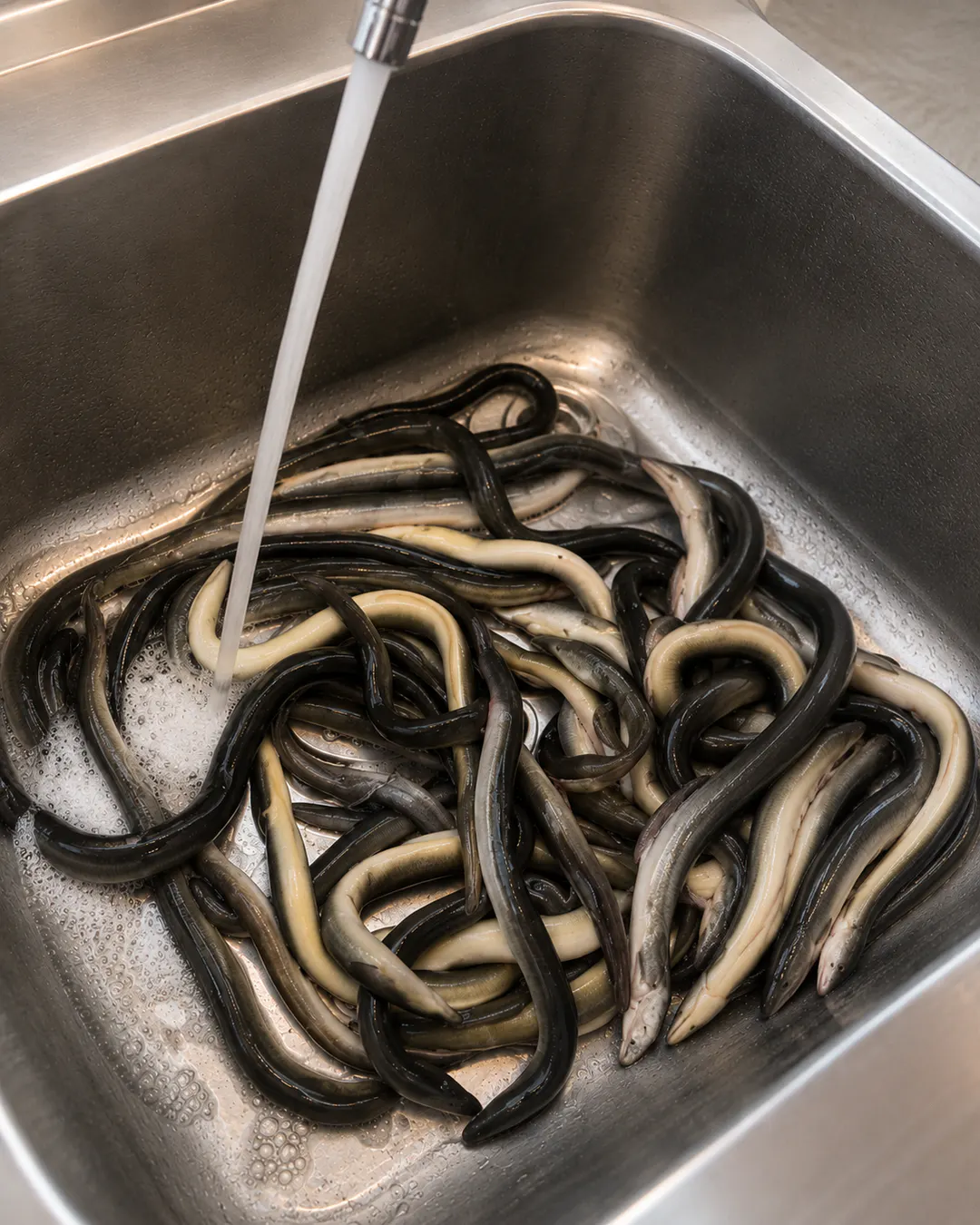 Traditional eel from Patok Lagoon in Albania