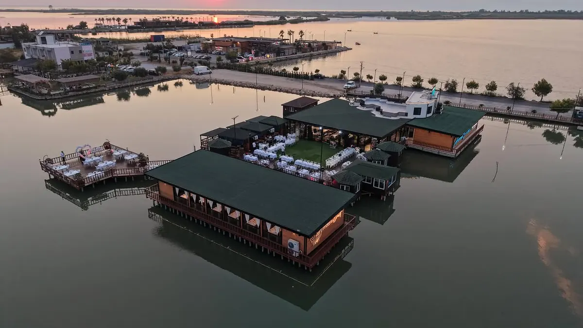Aroma Patokut seafood restaurant overlooking Patok Lagoon near Laç, Albania