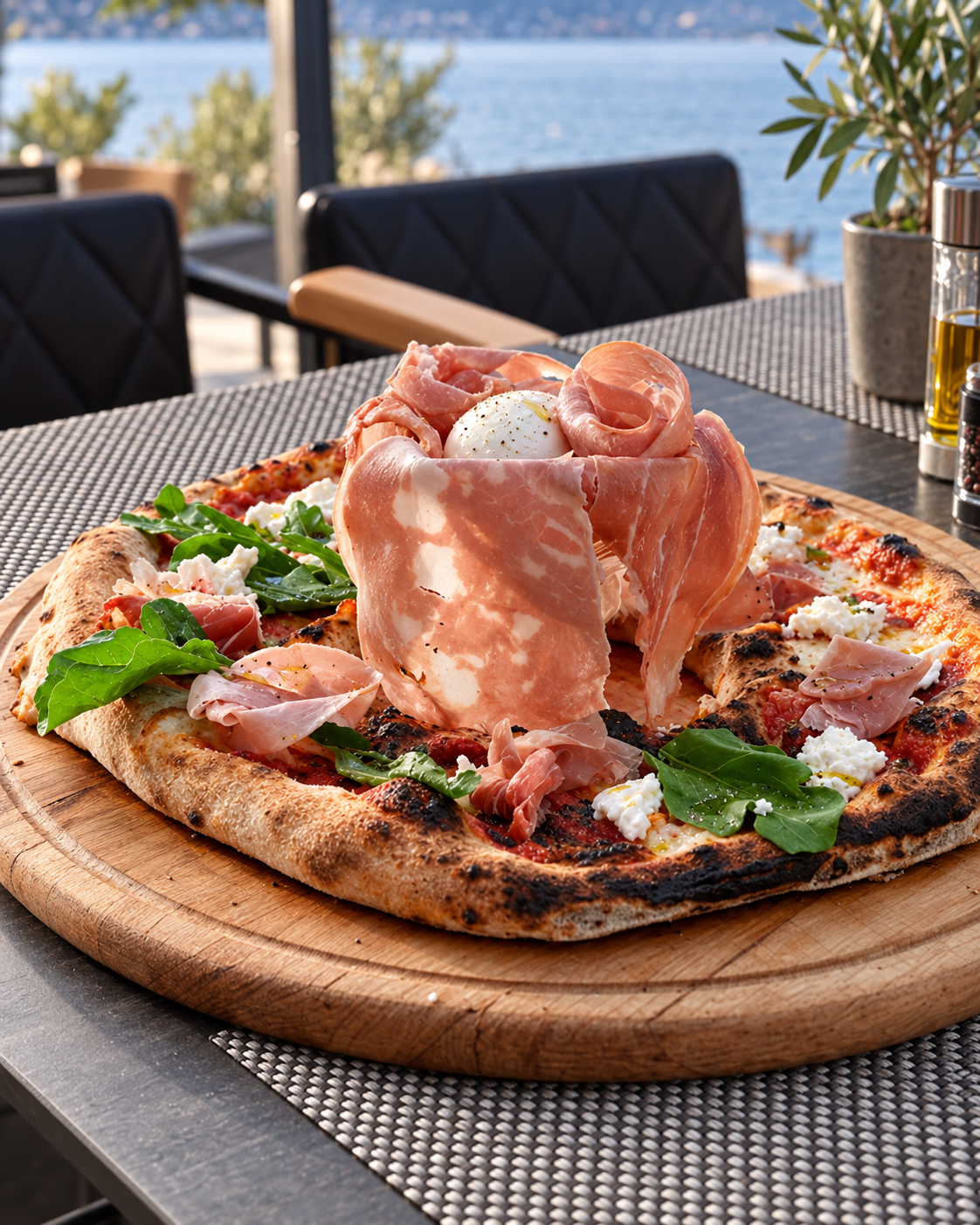 Italian-style pizza at L'Arte della Pizza in Tirana, Albania