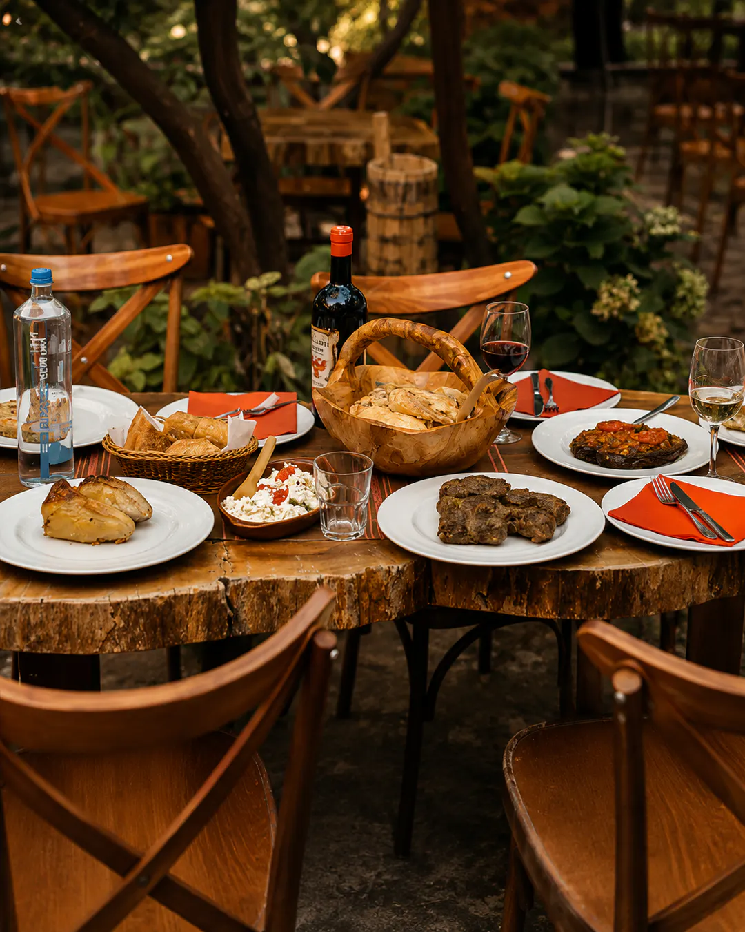 Traditional Albanian food at Oda's Garden in Tirana
