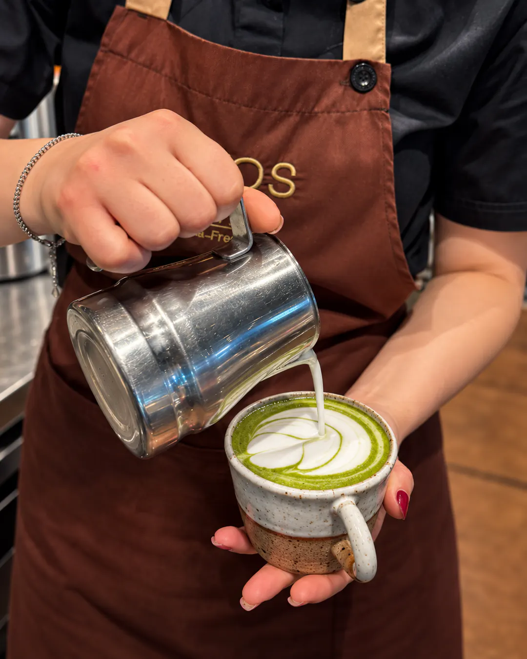 Matcha being prepared at Ottos Restocafe in Tirana