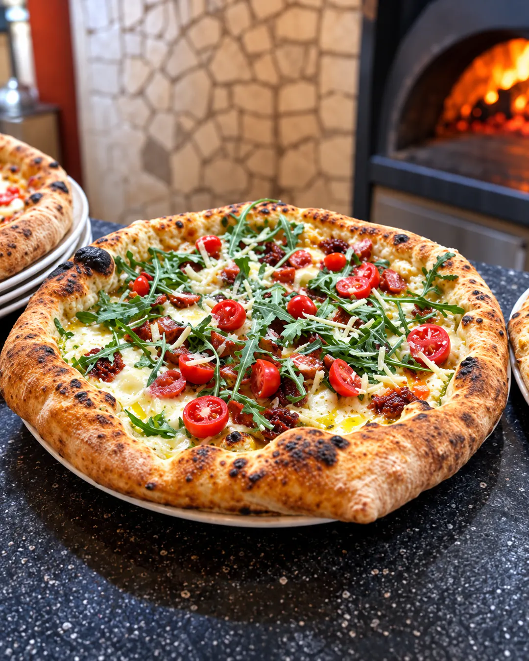Wood-fired Neapolitan pizza at Pizzeria Buffalo in Tirana