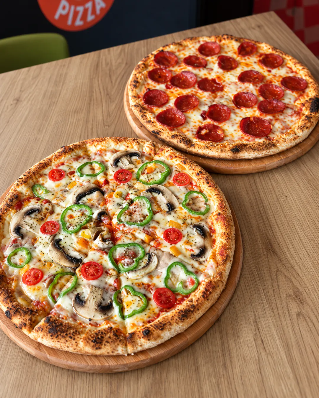 Creative pizza for sharing at Poka Pizza in Tirana, Albania