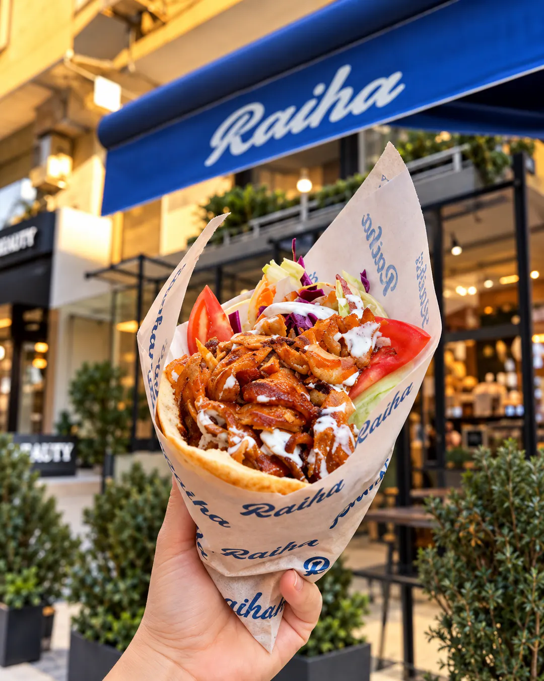 Raiha Kebab & Cocktails pocket kebab on Rruga Nikolla Tupe in Tirana