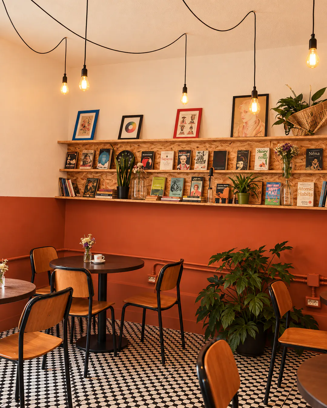 Cozy interior of Streha Coffee & Community in Tirana