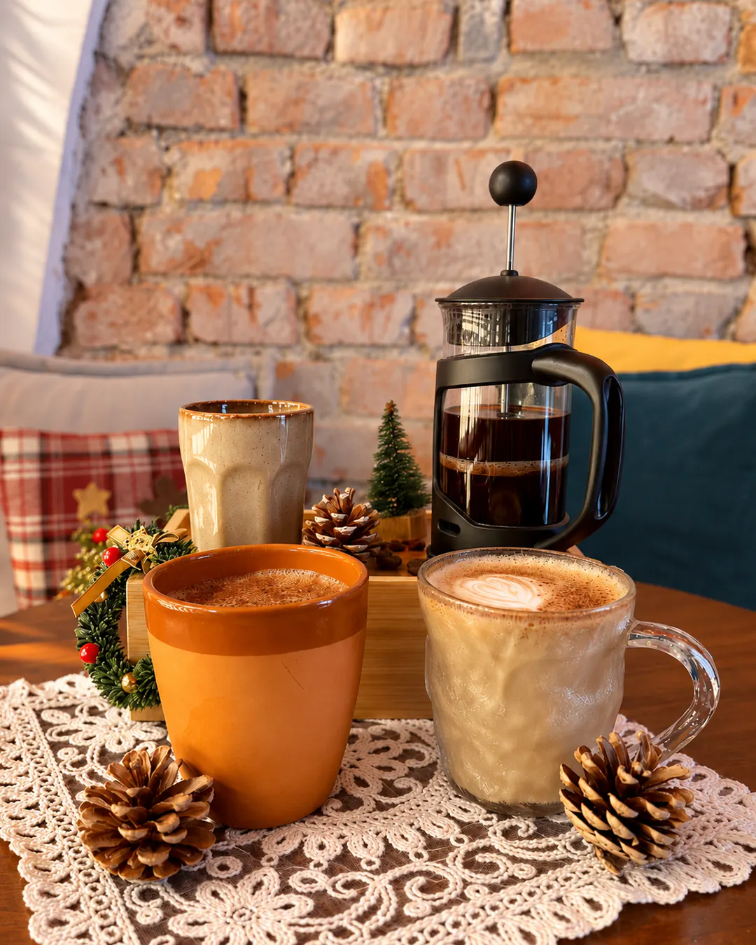 Coffee drinks served at Streha Coffee & Community in Tirana